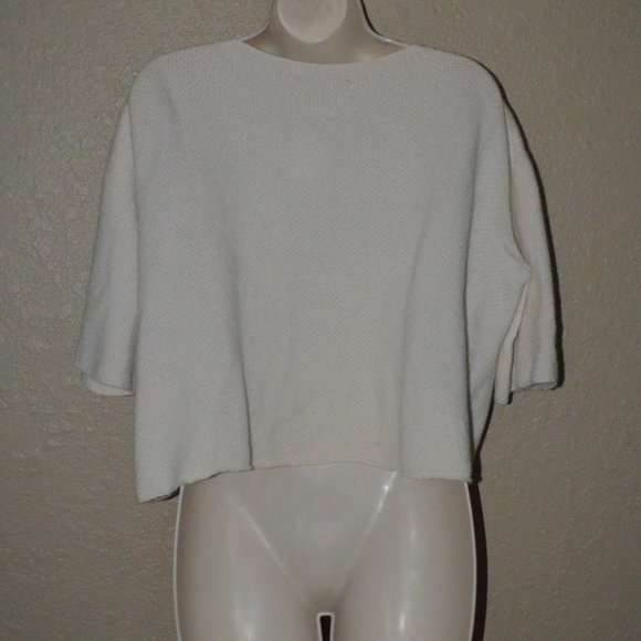 Sz XS Helmut Lang Ivory Cashmere Cropped Sweater - Picture 5 of 6